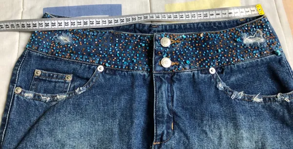 Saia jeans azul four one 38