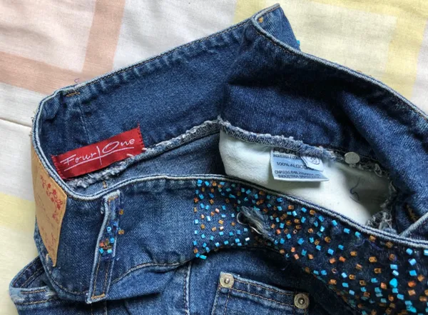 Saia jeans azul four one 38