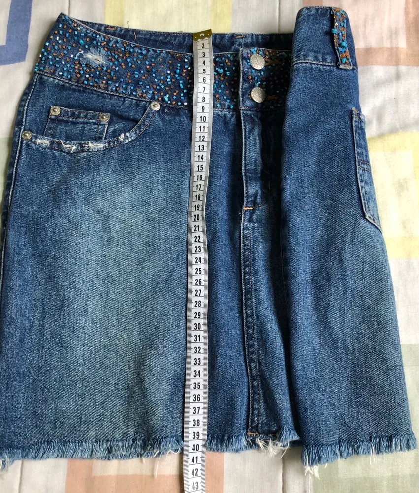 Saia jeans azul four one 38
