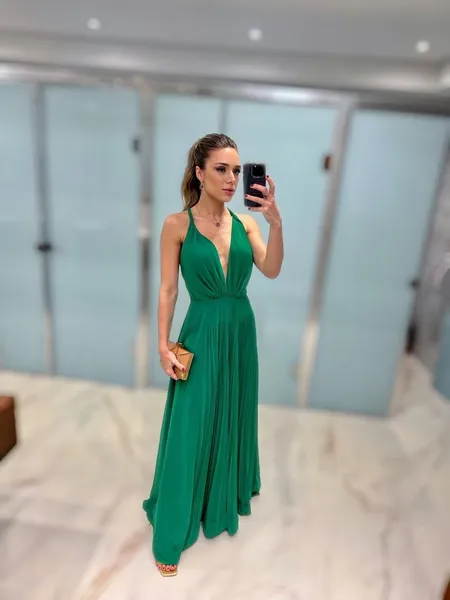 VESTIDO LONGO FESTA M. RODARTE VERDE