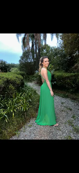 VESTIDO LONGO FESTA M. RODARTE VERDE