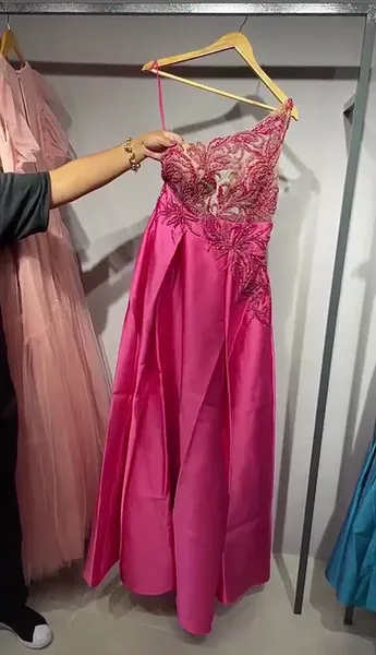 VESTIDO LONGO DE FESTA M. RODARTE PINK