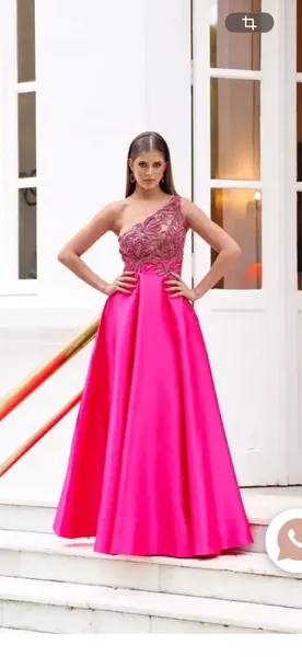 VESTIDO LONGO DE FESTA M. RODARTE PINK