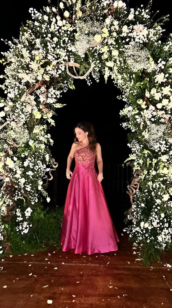 VESTIDO LONGO DE FESTA M. RODARTE PINK