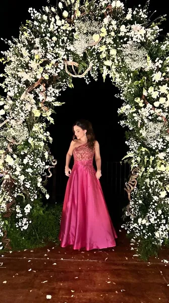 VESTIDO LONGO DE FESTA M. RODARTE PINK