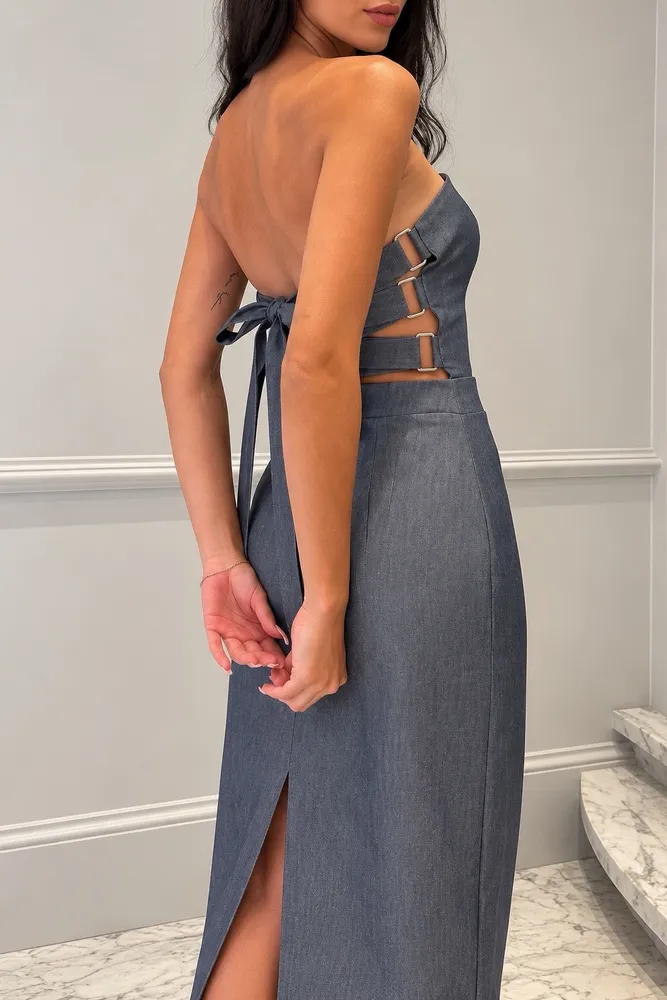 VESTIDO MIDI CHARTH CINZA