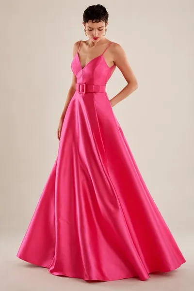 VESTIDO LONGO DE FESTA M. RODARTE ROSA PINK