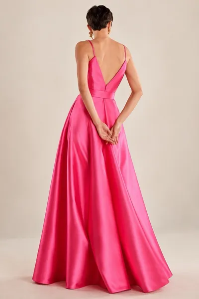 VESTIDO LONGO DE FESTA M. RODARTE ROSA PINK