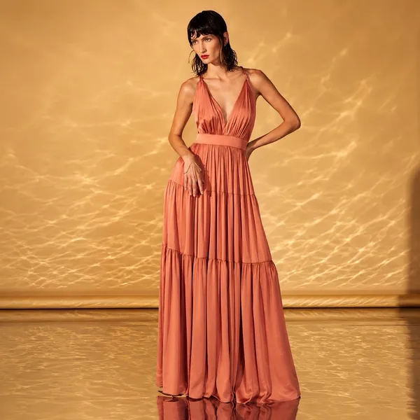VESTIDO LONGO DE FESTA M. RODARTE ROSA SALMÃO