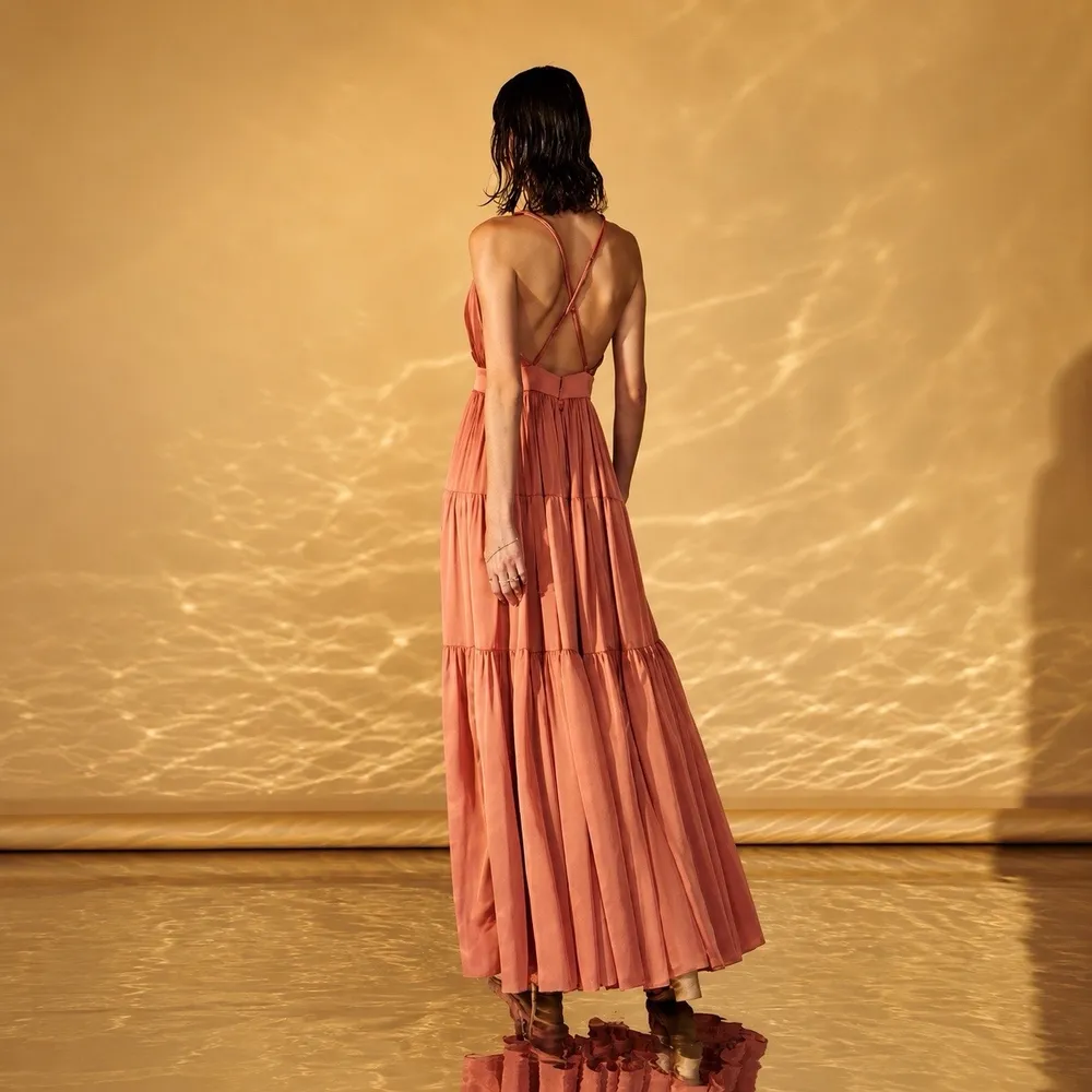 VESTIDO LONGO DE FESTA M. RODARTE ROSA SALMÃO