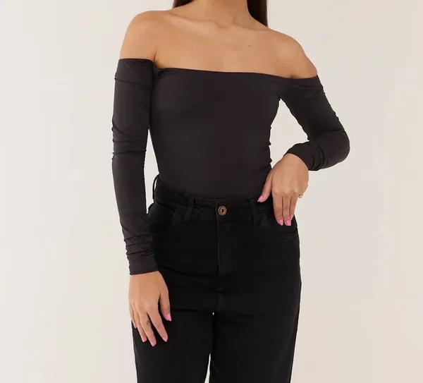 Body ombro a ombro preto M