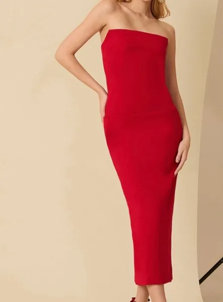 vestido midi grife anne fernandes Vermelho p