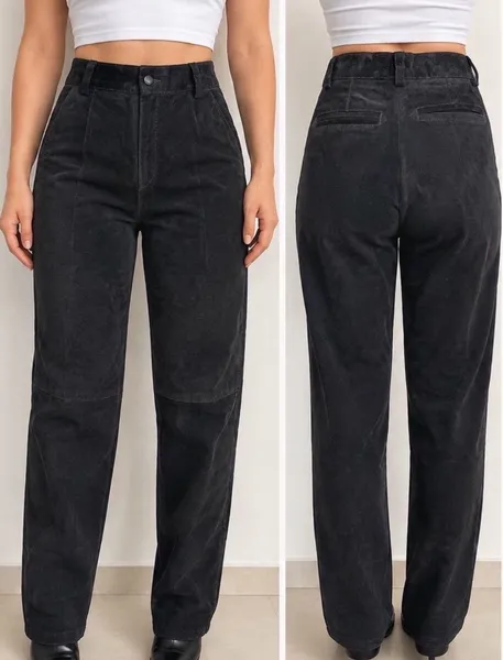 calça joaquim nogueira couro preta y80 vintage