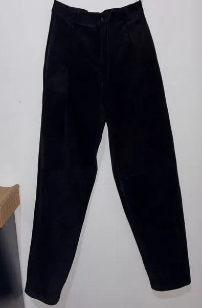 calça joaquim nogueira couro preta y80 vintage