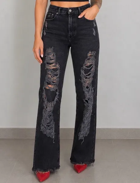 calça jeans by nv giuliana destroyed preta 38 nati vozza