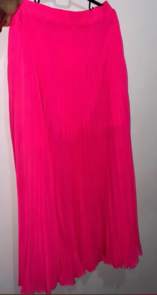 saia longa grife armani exchange plissada rosa m 38