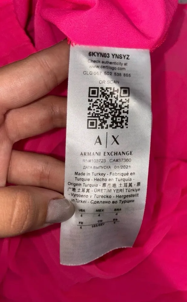 saia longa grife armani exchange plissada rosa m 38
