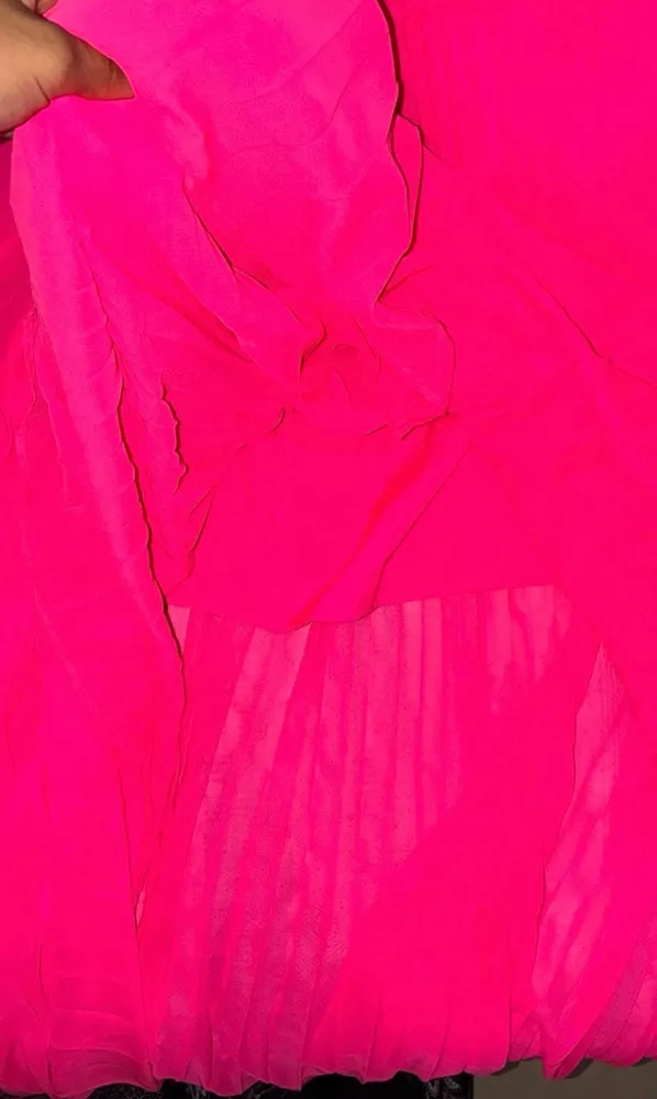 saia longa grife armani exchange plissada rosa m 38